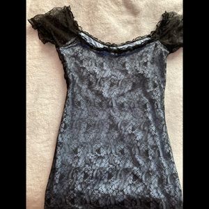Delias dollskill blue with black lace bodycon mini dress